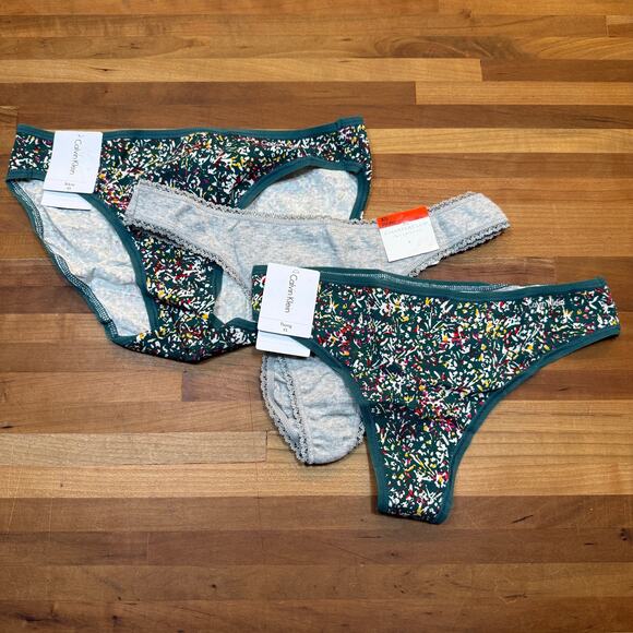 Assorted Cotton panty bundle, set of 3 green/grey XS - Picture 1 of 11